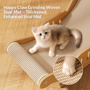 Chaise longue griffoir pour chat en sisal naturel, lit de repos multifonctionnel en bois résistant à l'usure pour chats de petite et grande taille - Product Image 4