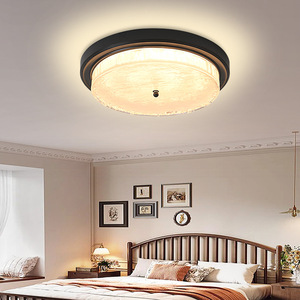 Lámpara de techo LED de estilo antiguo medio, cubierta acrílica de diseño redondo elegante Retro de madera maciza para dormitorio, sala de estar, estudio de Hotel - Product Image 3