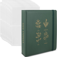 Binder Penyimpanan Benih Kulit PU, Organizer Paket Benih, 50 Lembar Pelindung untuk Menyimpan Benih Kebun