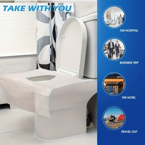 Protège-sièges de toilettes jetables portables pour voyage, camping, hôtel – Tapis de toilettes biodégradables et solubles dans l'eau en papier - Product Image 4