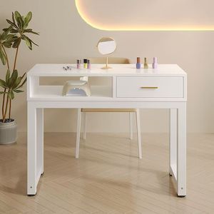 Hot Sale 3 Person Japanese Style Nail Desk Wooden Double Layer Minimalist Nail Salon <b>Table</b> With Storage - Product Image 6