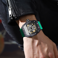 Binbond J7751 7751 jam tangan mekanis kasual pria, jam tangan bisnis tali silikon kualitas tinggi tahan air dengan tampilan tanggal untuk pria