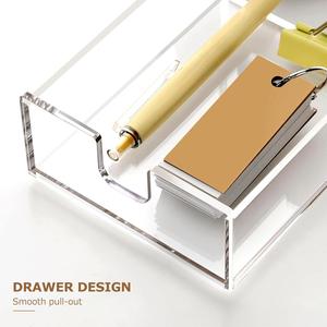 Organisateur de bureau en acrylique à 3 <span class=keywords><strong>compartiments</strong></span>, <span class=keywords><strong>trieur</strong></span> de courrier et de fichiers transparent avec conception en échelle pour le stockage de documents de bureau ou de maquillage - Product Image 4