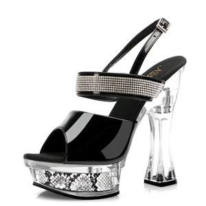 Sandali in cristallo Stripper da 14cm di atmosfera esotica per Nightclub in stile gotico Plus Size Drag Party modello da passerella - Product Image 2