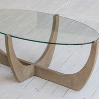 Chêne 8mm Verre Trempé Japandi Wabi Sabi Mobiliario Mesa Centre Table Bois Table À Manger Ensemble Table Basse Ta