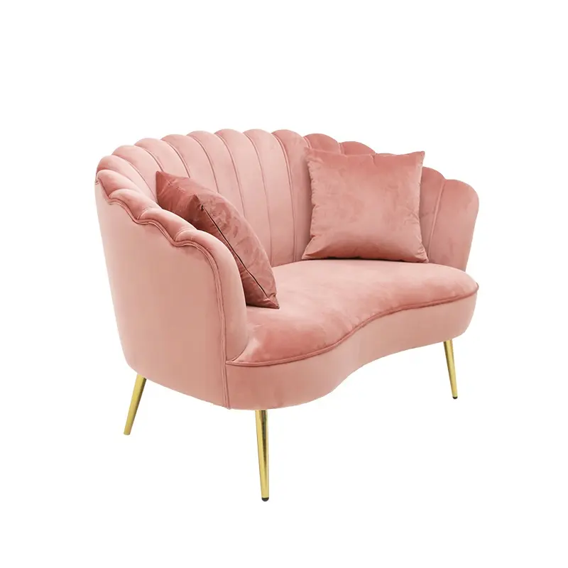 Hot Sales Two Seat Living Room Furniture Sofa Modern Pink Velvet Loveseats Sofas Luxury Upholstered Furniture for Hotel