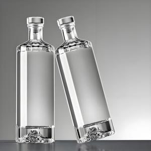 도매 500ml 평면 유리 병 그라디언트 색상 위스키 브랜디 보드카 주스 영혼 저장을위한 화산 바닥 사각형 디자인 - Product Image 3