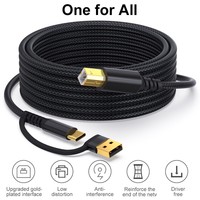 Câble d'imprimante USB 2-en-1 USB-A/USB-C/USB-B 2.0 en cuivre pur, tressé en nylon écologique, pour Brother MIDI - Vente chaude