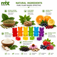 Gummies véganes à la caféine en marque blanche OEM avec formule à la pectine naturelle pour l'énergie et le soutien immunitaire