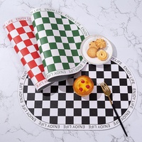 Set de table en cuir PU à carreaux, isolant thermique, anti-brûlure, imperméable, résistant à l'huile, style occidental classique pour mariage, fête, banquet