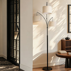 Anrotix Midcentury Metal Floor Lamp Beige Shade 3 LED <b>Bulbs</b> Dimmable Touch/remote Control High CRI 90 3000 Lumens Easy - Product Image 5