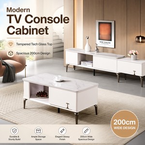 Meuble <span class=keywords><strong>TV</strong></span> en MDF avec plateau en pierre frittée et placage de chêne naturel scandinave, pour hôtel, villa, salon, avec rangement écologique, disponible en gros - Product Image 4