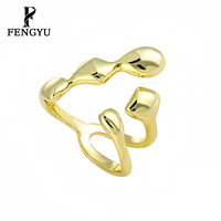 Bague abstraite irrégulière en or 18 carats pour femmes, argent sterling 925, bagues ajustables tendance, bijoux fins de créateur sur mesure, vente en gros