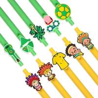 Adorable gâteau d'anniversaire dessin animé porte-stylo accessoires PVC doux Gel autocollants bricolage stylo à bille neutre étui à stylo décoration ensemble