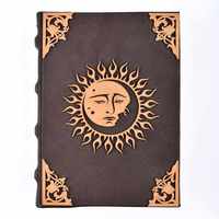 Handgefertigtes Leder Mini-Sonnen-Mond-Tagebuch Vintage-Notizbuch mit Büttenrand Umweltfreundliches Kalligrafie-Skizzenbuch Sattelstichheftung