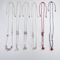 Collier en perles d'eau douce de kunzite naturelle, avec pendentif goutte en jade violet, collier en corde perlée artisanale, cadeau de Saint-Valentin