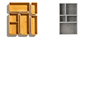 <b>Drawer</b> Organizer 5Pc Bamboo <b>Storage</b> Bins Rectangular Eco Friendly Kitchen Cosmetic Vanity Organizers - Product Image 5