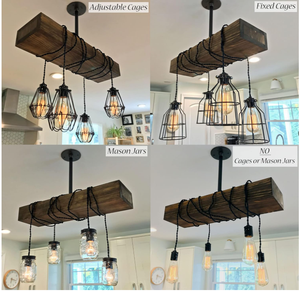 Impresionante Lámpara <span class=keywords><strong>de</strong></span> Techo Rústica <span class=keywords><strong>de</strong></span> <span class=keywords><strong>Madera</strong></span> Maciza Reciclada, Vigas <span class=keywords><strong>de</strong></span> Techo Completas con Colgantes <span class=keywords><strong>de</strong></span> Cuerda y Jaulas Rústicas Negras - Product Image 6