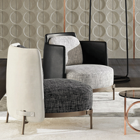 Fauteuil de salon luxueux en tissu rembourré, fauteuil d'appoint, canapé, base en acier inoxydable doré, mobilier pour hall d'hôtel et hôtellerie