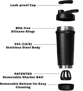 थोक शेकर्स प्रोटीन स्पोर्ट्स वाटर मग नए डिजाइन अनुकूल धातु स्टेनलेस स्टील जिम प्रोटीन शेकर कस्टम लोगो के साथ - Product Image 3