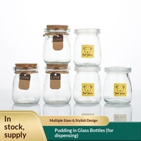 Bouteille carrée en verre transparent pour pudding, pot à mousse scellé avec bouchon en liège, récipient à dessert pour la cuisine et le stockage - Vente en gros