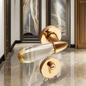 มือจับประตูโรงแรมและวิลล่าสุดหรูทันสมัยทำจากสังกะสีแม่เหล็กที่เงียบสงบสีเหลืองห่านสีทองสดใสดีไซน์แบบโบราณ - Product Image 4