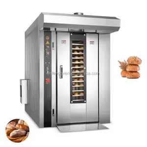 Commercial electric gas Baking equipment 32 Trays big Bakery Oven / Industrial bread Rack Rotary Ovens For Sale