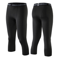 Nouveau Jogger serré pour hommes athlétique recadrée 3/4 pantalons de sport impression numérique Spandex/Nylon matériel ajustement conception d'entraînement