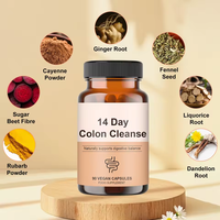 Pilules de désintoxication du côlon à base d'herbes naturelles avec gingembre, fibre de betterave sucrière, aloe vera, capsules de soutien pour le nettoyage intestinal