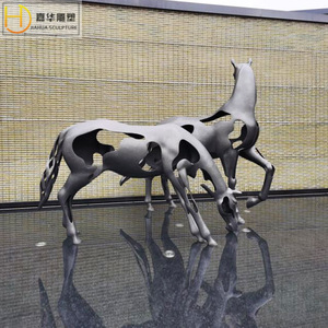 Escultura Abstracta de Caballo Jiahua, de Acero Inoxidable, para Montar en el Suelo, Decoración Artística de Animales para Exteriores - Product Image 4