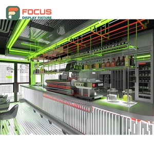 Professional Cafe Service Counter Black <b>Walnut</b> Finish Accessory Display Area Storefront Cafe Counter - Product Image 6