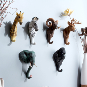 2pcs Creative 3D Animal Wall Hangers <strong>Decoration</strong> Hanging Coat Hooks Door Hook <strong>Elephant</strong> Antelope Elk Giraffe <strong>Decors</strong> - Product Image 1