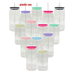 50Packs 20Oz Clear Acrylic Plastic Glass Can With Colored Lid Uv Dtf <b>Wraps</b> <b>Vinyl</b> for Iced Coffee, Soda, Pop - Product Image 3