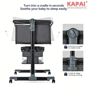 Cuna Plegable Móvil para Bebé Color Rosa Champán, Cuna Multifuncional para Recién Nacidos con Ruedas - Product Image 2
