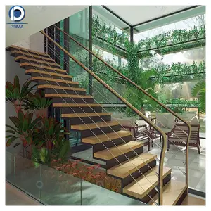 CBDMART White Beige Marble Staircase Stair Tread Design Entrance Curved Staircase With Marble Treads Limestone staircase