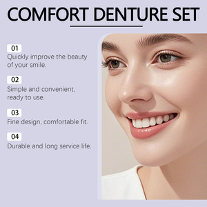 Nouvelles 2 pièces de fausses dents blanchissantes ajustables en silicone, type facettes pour un sourire naturel, prothèse supérieure esthétique confortable - Product Image 3