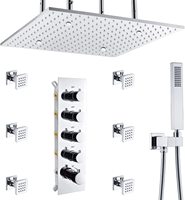 Offre Spéciale : Ensemble de Douche Thermostatique Chromé avec Robinet en Laiton et Cartouche Céramique, Solution Complète pour Salle de Bain avec Jet de Massage