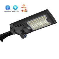 Caméra de surveillance solaire LED IP65 4G à triple objectif panoramique HD vision nocturne étanche Wi-Fi extérieur