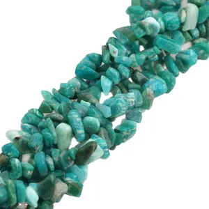 批发5-8毫米自由形状的玛佐石碎石用于珠宝制作蓝色绿色阿玛佐石芯片珠33英寸