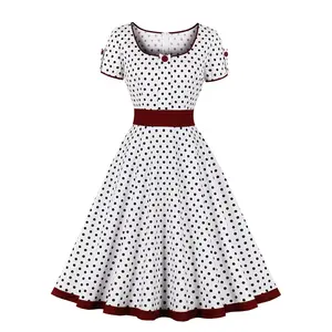 MXN 3257女装休闲连衣裙条纹圆点鸡尾酒正式20世纪50年代复古女装