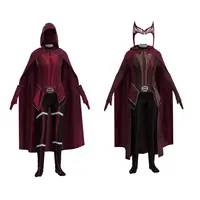 Disfraz de bruja de película para adultos, conjunto completo de disfraces de Halloween, trajes para mujer, capa roja de Cosplay