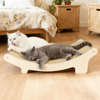 Rampe à gratter pour chat en bois courbé de luxe, sisal naturel, inclinaison multi-angles, lime à griffes, mobilier écologique pour chats