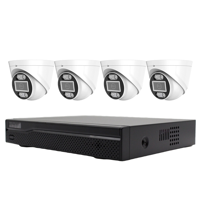 5MP/8MP IP Dome Camera 4-channel H.265 Two-way Audio Intercom Smart Day/Night Full-color Night Vision POE NVR Kit HDD IP66