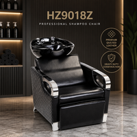 Fauteuil de Barbier Professionnel Matelassé Effet Diamant HZ9018Z – Unité de Lavage de Luxe pour Salon avec Cuvette en Céramique et Accoudoir Chromé