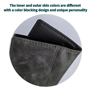Porte-cartes en cuir véritable pour homme avec blocage RFID, portefeuille court minimaliste à fermeture pliante, noir - Product Image 5