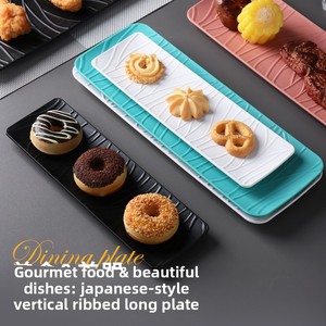 Japon Tarzı Suşi Dikdörtgen Tabak Mikrodalgada Kullanılabilir Çizgili Tasarım Ev Tipi Yaratıcı Batı Tarzı Yemek Tatlısı Kek Tabağı - Product Image 2