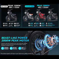 Vélo électrique F6S pour adultes, vente directe usine, déverrouillage par mot de passe NFC, 48V 25AH, puissance de crête 2000W, 40 MPH, pneus larges en acier au carbone
