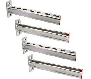 HENENG 14 Inch Steel Bracket Support Channel 4 Pack, Heavy Duty Fastener Braces for Display <b>Stands</b>, Frames & <b>Pipe</b> Structures - Product Image 1