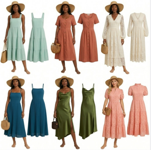 Vestido de Verano con Cuello en V, Estilo Holgado y Cómodo, Envío con Mezcla Aleatoria de Estilos - Product Image 1