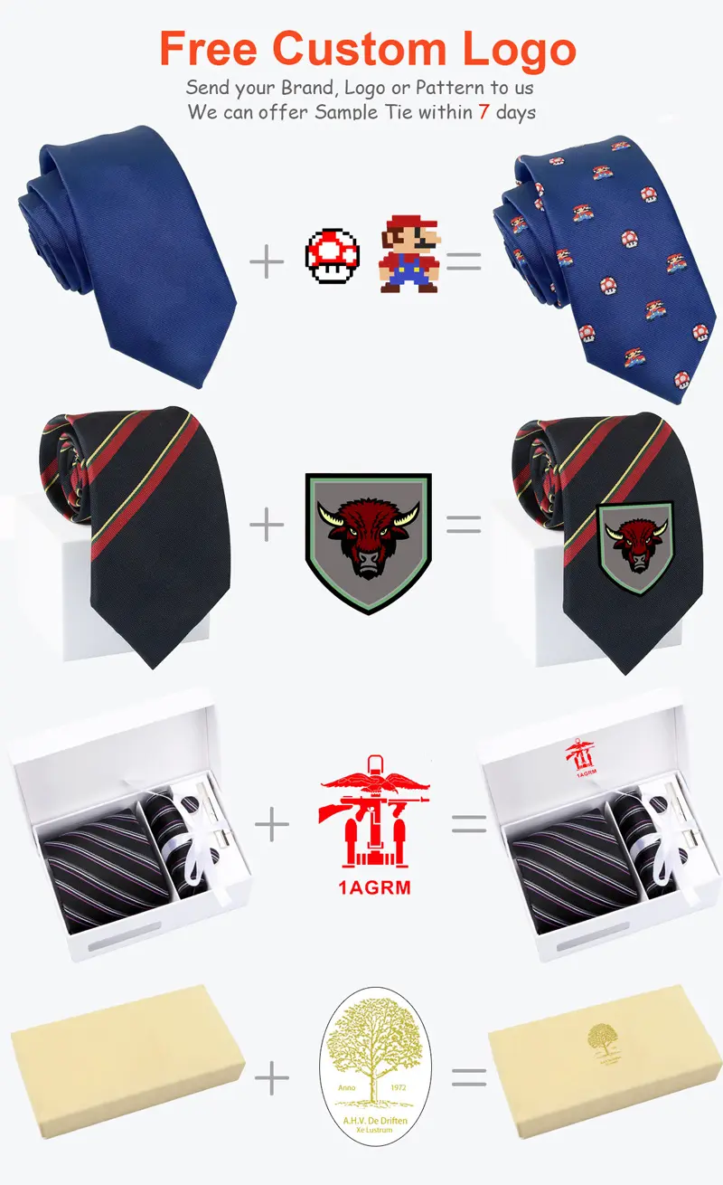 2024 Fashion Design Luxury Men's 100% Silk Necktie Printed Patterned Silk Business Neck Ties With Custom Logo